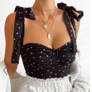 LIONESS BOOD UP Corset TopBlack Heart print L